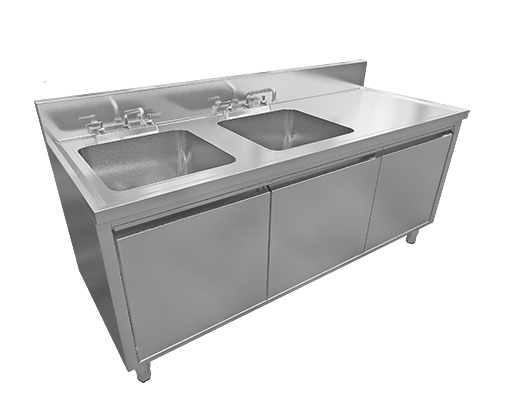 雙星盆柜連平臺(三掩門) 尺寸:1800x700x800+150mm